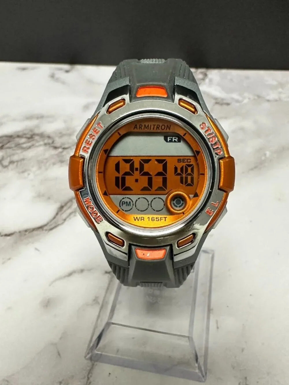 3/$30 Armitron Pro Sport Digital Watch Men Orange Grey 36MM New Battery 9
